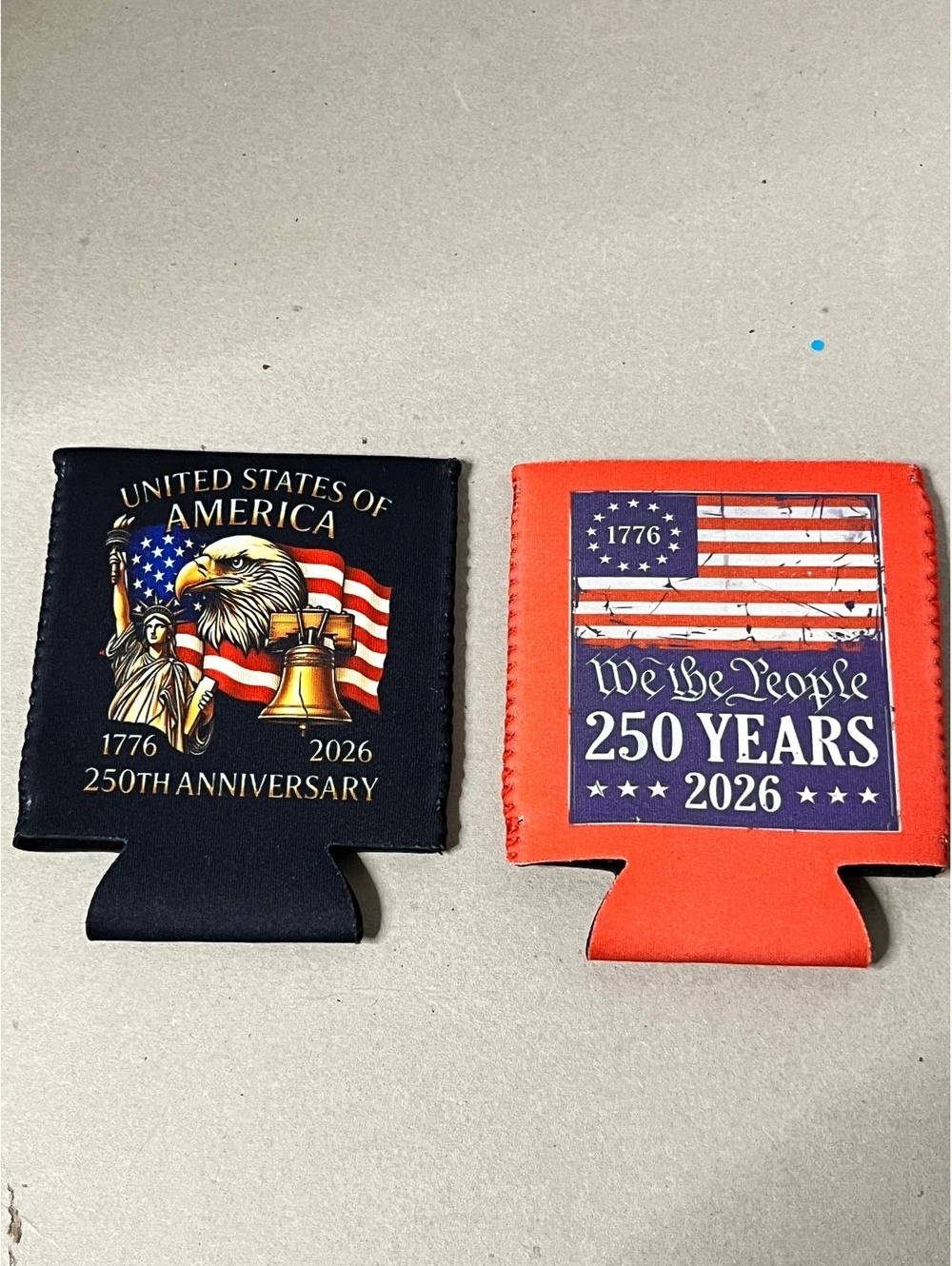 Set of 2 Patriotic 250th Anniversary USA Can Coolers